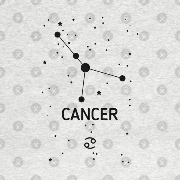 Cancer Zodiac Sign Constellation (Black Print) by The Cosmic Pharmacist